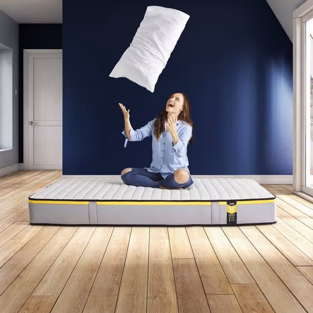 Jay-Be Benchmark S5 Hybrid Pocket Sprung Mattress, Single, Yellow, W: 90 cm, L: 190 cm