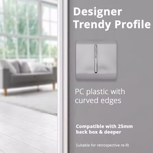Trendi 1 Gang 2 Way Screwless Modern Single Electrical Wall Light Switch in Brushed Steel Silver – 4
