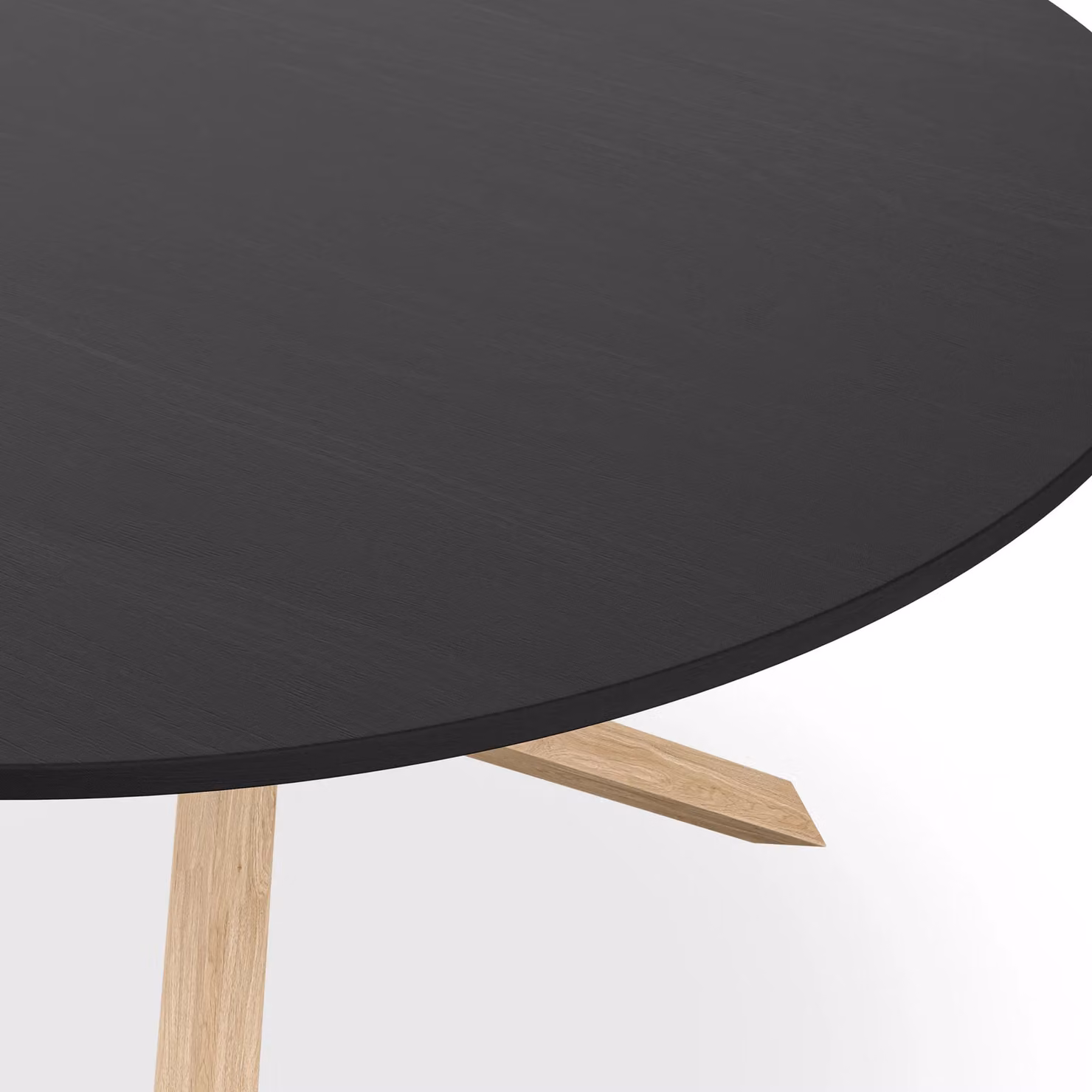 More4Homes Malvern Round Dining Table and Anika Green Velvet Chair Set, Black Table Top with Solid Oak Legs, Diameter: 120 cm, Height: 75 cm – 3