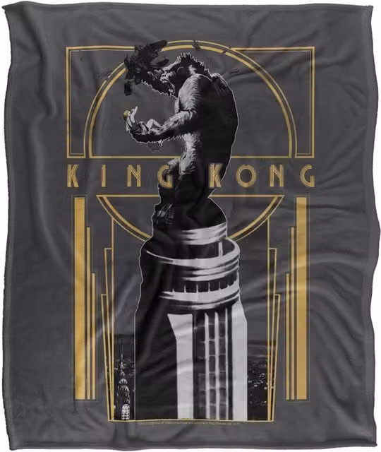 Warner Bros. King Kong Deco Super Soft Fluffy Polyester Throw Blanket, Multicolour, Large – 1