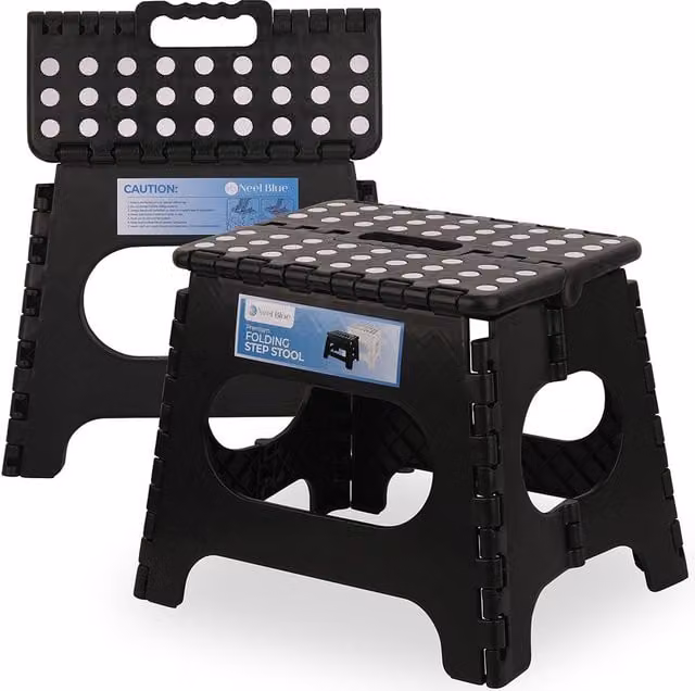 Neel Blue Black Foldable Plastic Step Stool with Rubber Feet – 1