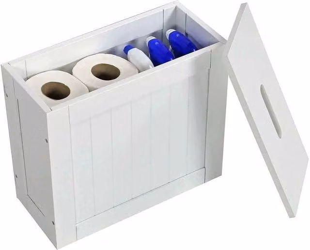 VOGREX White Wooden Freestanding Bathroom Storage Cabinet with Hinged Doors – 1
