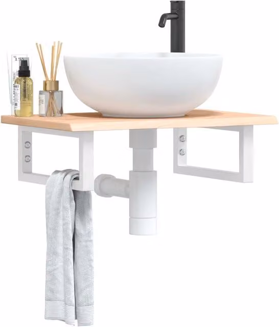 Berkfield Home Wall Mounted Basin Shelf in Brown Oak and Steel