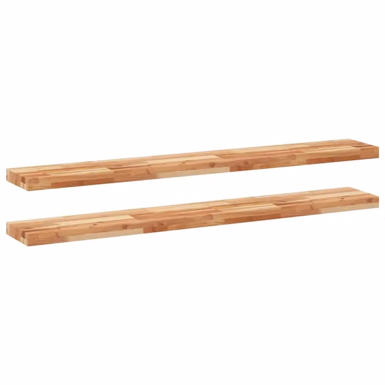 Berkfield Home Set of 2 Floating Shelves in Brown Oil Finished Solid Acacia Wood, W/D/H: 120 x 20 x 4 cm