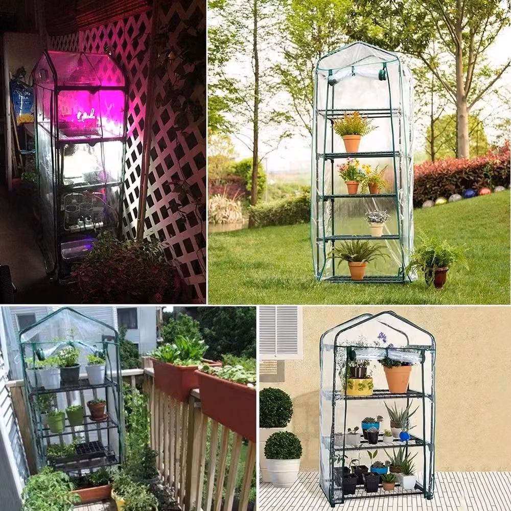 NESTLUNE 5 Tier Mini Greenhouse Garden Plant Grow Bag in Transparent, W: 100 cm, D: 15 cm, H: 15 cm – 4