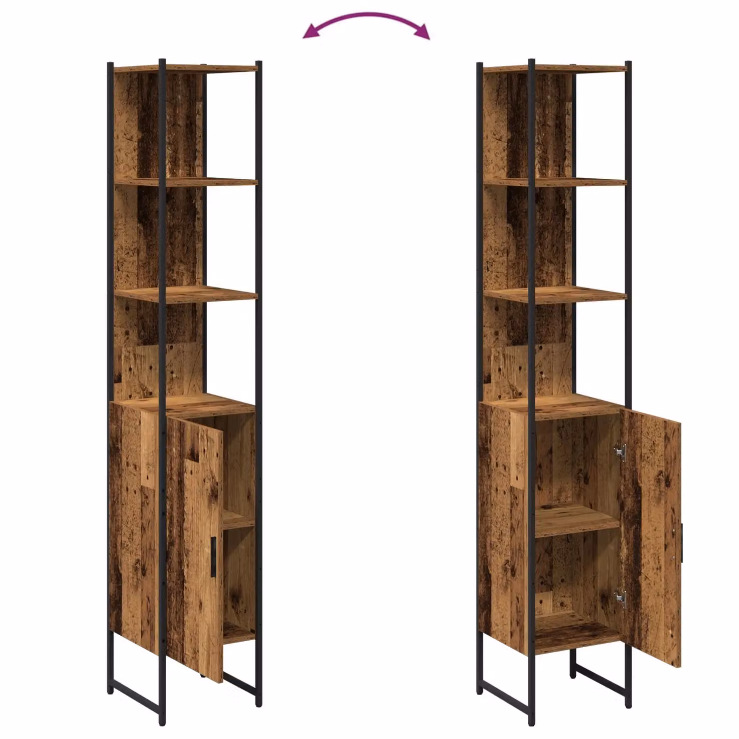 Berkfield Home Brown Old Wood Bathroom Cabinet, W/D/H: 33 x 33 x 185.5 cm – 4