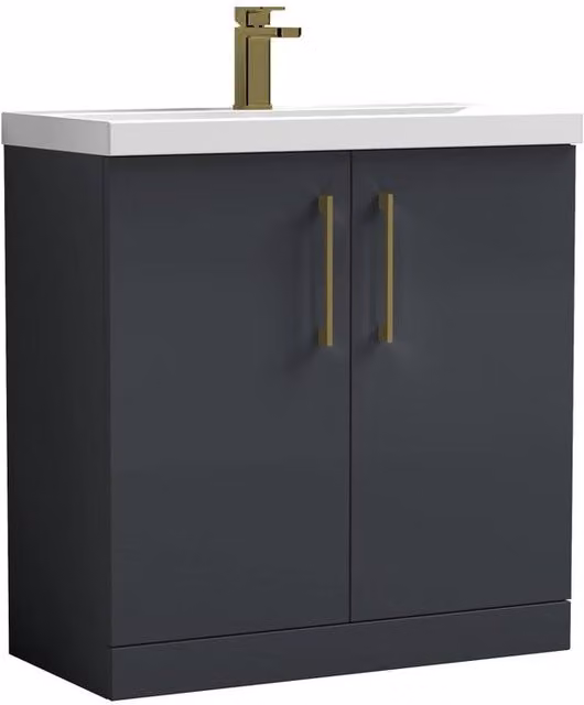 Balterley Contemporary 2-Door Bathroom Floor Vanity Unit with Basin, Dark Grey, Width: 80 cm – 1