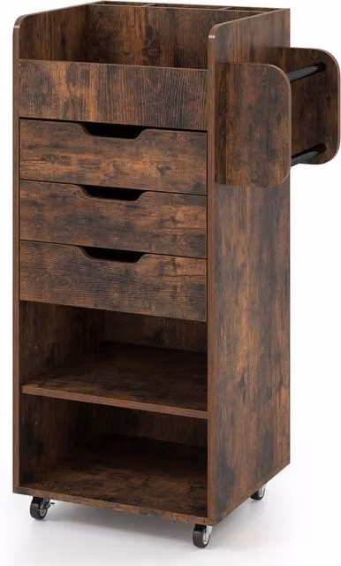 Costway Rolling Storage Cart in Brown