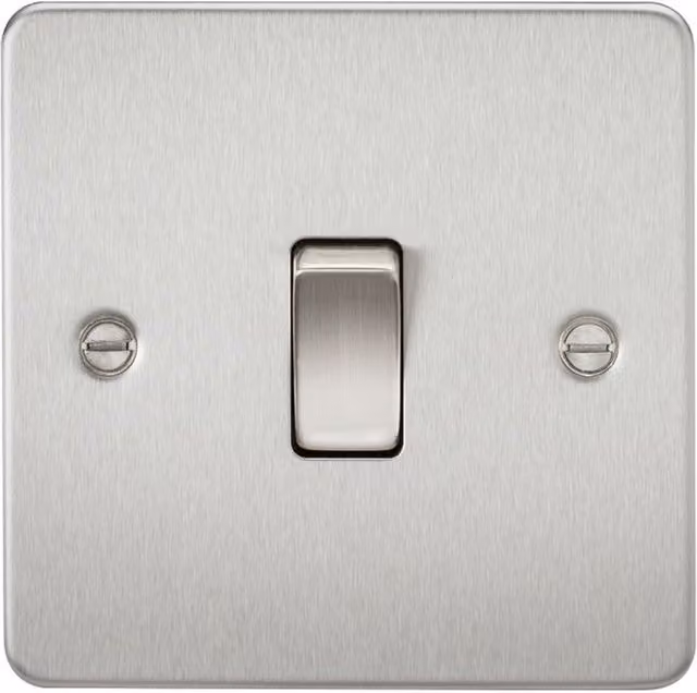Knightsbridge FP2000BC Flat Plate 10AX 1G 2 Way Switch in Brushed Chrome
