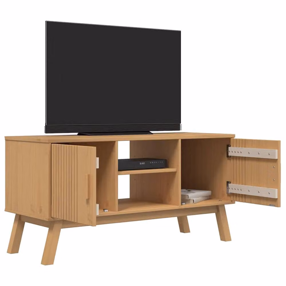 Berkfield Home OLDEN TV Cabinet in Light Brown Solid Pine Wood, W/D/H: 114 x 43 x 57 cm – 3