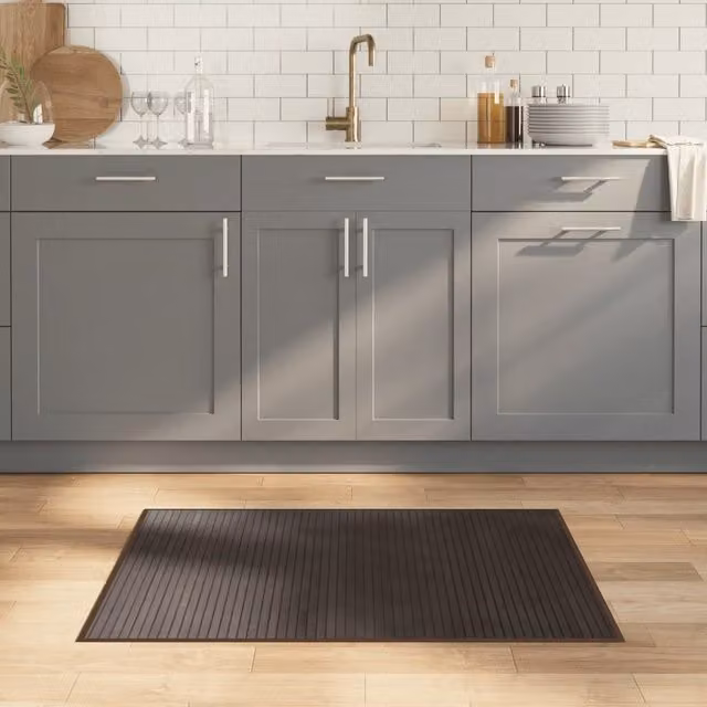 Berkfield Home Rectangular Bamboo Rug in Dark Brown and Black, W: 100 cm, D: 70 cm
