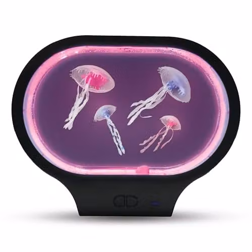 Menkind RED5 Oval Jellyfish LED Lamp with Colour Changing Lights in Black and Transparent