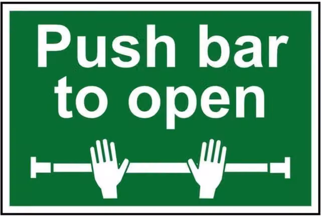 Scan Safety Scan Push Bar To Open Multicolour PVC Sign W: 30 cm, H: 20 cm