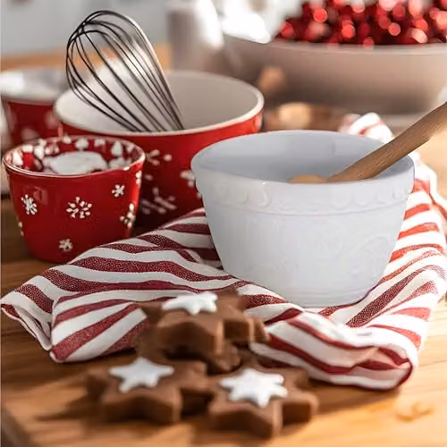 Orsina Set of 2 White Ceramic Round Mixing Bowls – 5