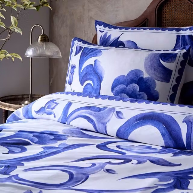 Make It A Home Mediterranean Graphic Blue Printed Cotton Pillowcase Set