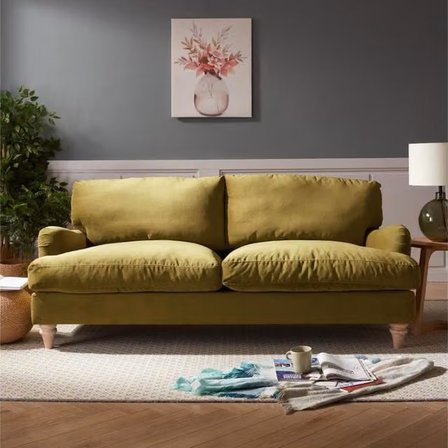 Halo 3-Seater Sofa in Olive Green Velvet
