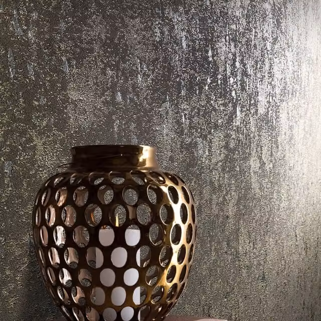 Galerie Industrial Effects Metallic Textured Abstract Wallpaper in Brown, Gold and Silver