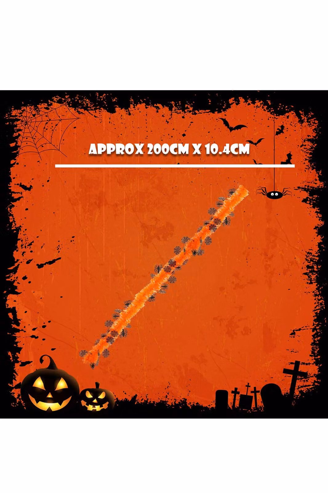 VFM e-Store Pumpkin Halloween Tinsel Decoration, Orange and Multicolour, 2m – 2