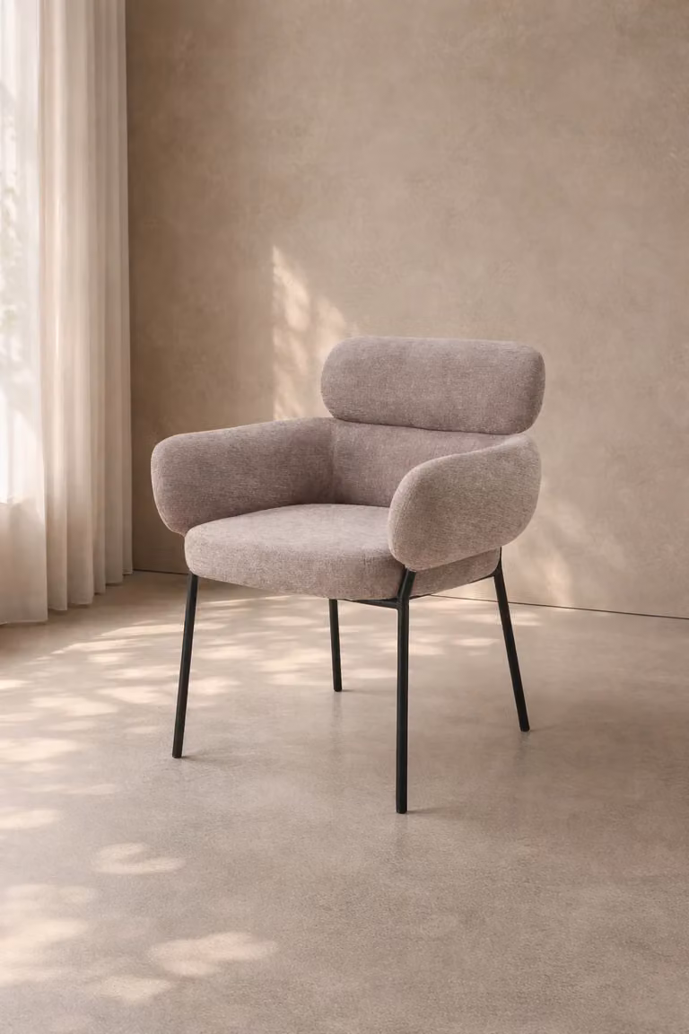 Tommy Franks Modern Upholstered Dining Chair in Grey and Black with Metal Frame