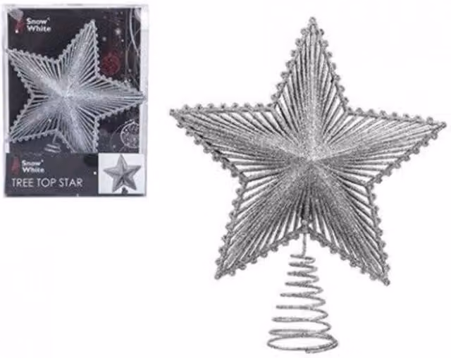 KDMD 2 Pack Silver Luxury Christmas Tree Top Star, 20 cm