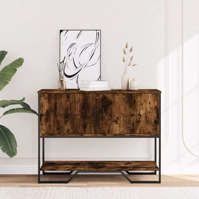 Berkfield Home Smoked Oak Console Table in Brown, W/D/H: 100 x 35 x 74.5 cm – 1