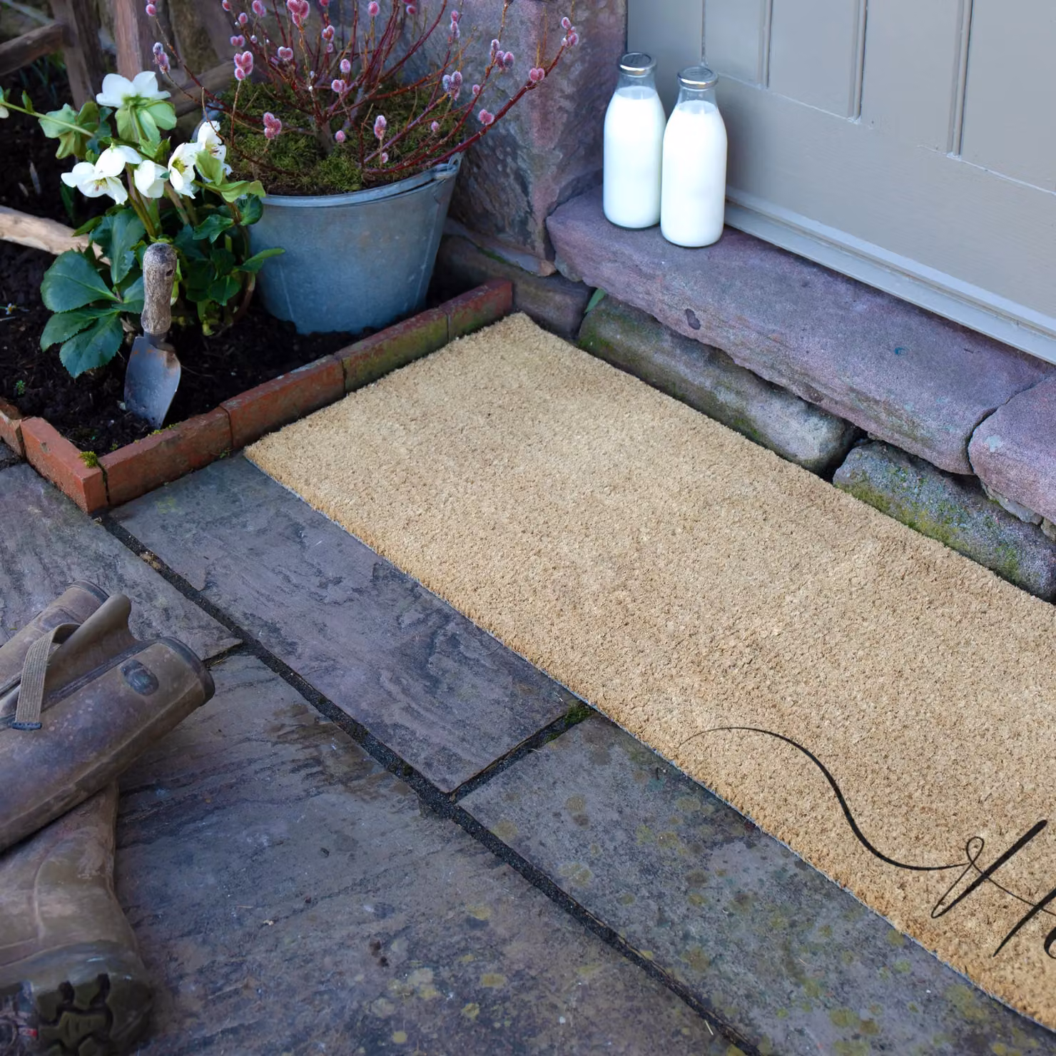 Artsy Mats Hello Scribble Patio Doormat in Beige, W/D/H: 120 x 40 cm – 2