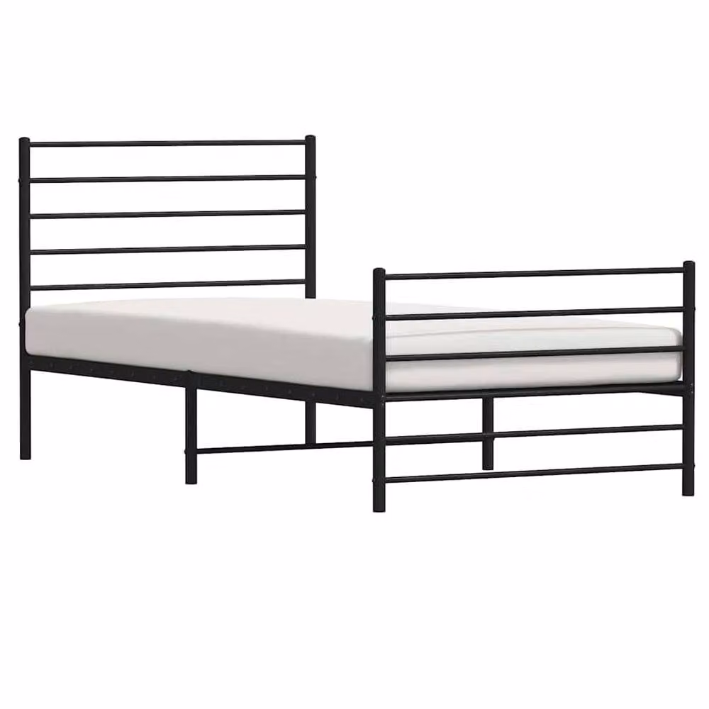 Berkfield Home Metal Bed Frame with Headboard and Footboard in Black, W: 107 cm, L: 203 cm – 2