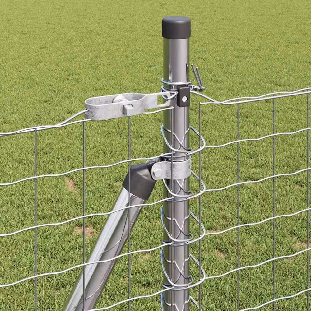 Berkfield Home Set of 26 Square Galvanised Steel Fence Posts in Silver, H x W x D: 110 x 3.2 x 3.2 cm – 3