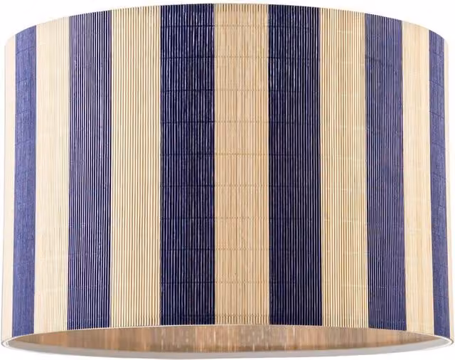 Happy Homewares Shabby Chic Natural Brown Bamboo Cylinder Lamp Shade with Blue Stripes, W: 18 cm, H: 25 cm – 4