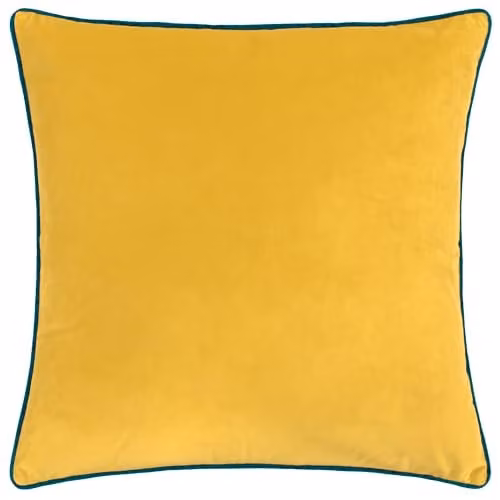 Riva Home Meridian Signature Collection Square Velvet Cushion in Blue and Yellow, 55 x 55 cm