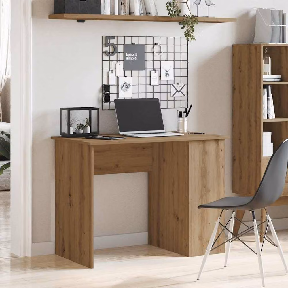 Berkfield Home Artisan Oak Computer Desk in Brown, W/D/H: 100 x 55 x 75 cm – 2