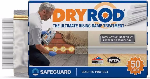 Dryrod White Damp-Proofing Rods for 9 Inch Walls, 50 Pack
