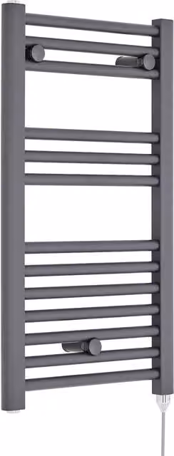 Balterley Electric Vertical Round Towel Rail with 13 Rails, Anthracite Grey, H: 72 cm, W: 40 cm