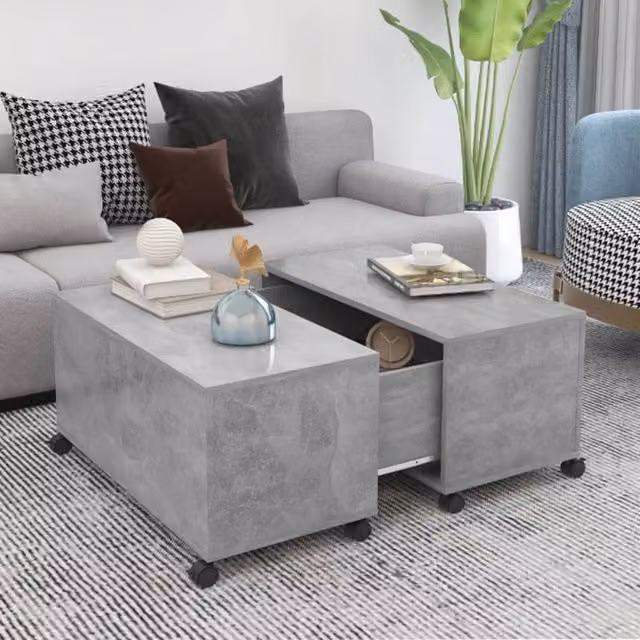 Berkfield Home Concrete Grey Square Coffee Table W/D/H: 75 x 75 x 38 cm – 1