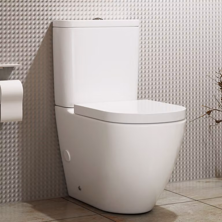 Royal Bathrooms Elva White Ceramic Close Coupled Rimless Washdown Toilet with Soft Close Seat