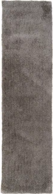 The Rug House Modern Grey Shaggy Rectangular Polyester Rug W: 60 cm, L: 240 cm