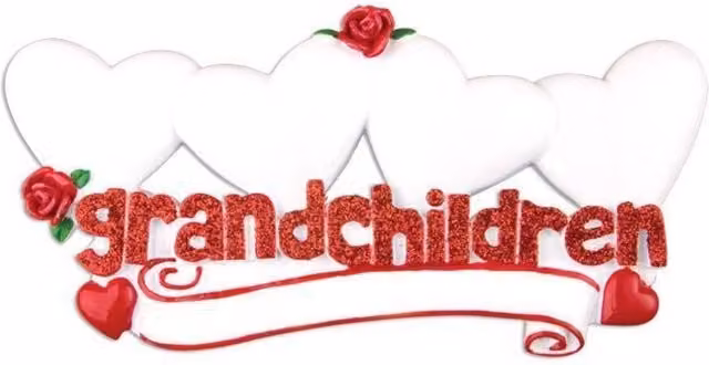 Personalised Four Hearts Grandchildren Table Topper in Grey and White