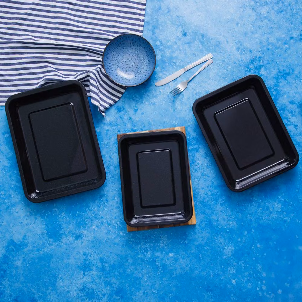 Baker & Salt Country Enamel Lasagne Baking Dish, Black, 22 cm – 2