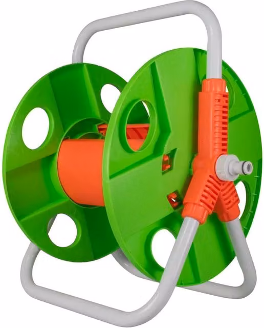 VOGREX Green Garden Hose Reel Cart with 20m 1/2 inch Hose and UV Resistant Crank Handle