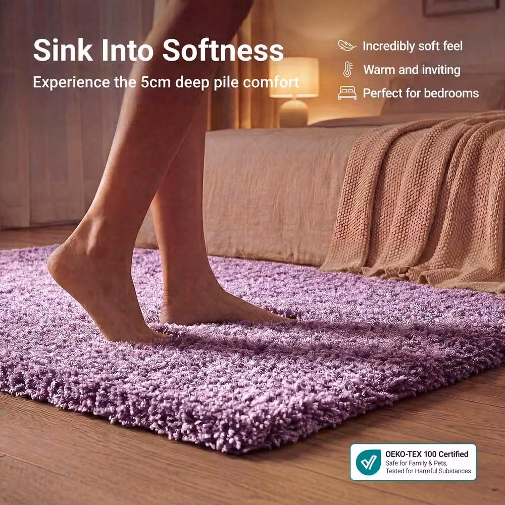 Bravich LTD California Shaggy Area Rug in Purple, W: 290 cm, D: 200 cm – 2