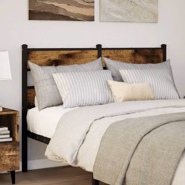 Berkfield Home Classic Headboard in Smoked Oak and Brown, Width: 135 cm