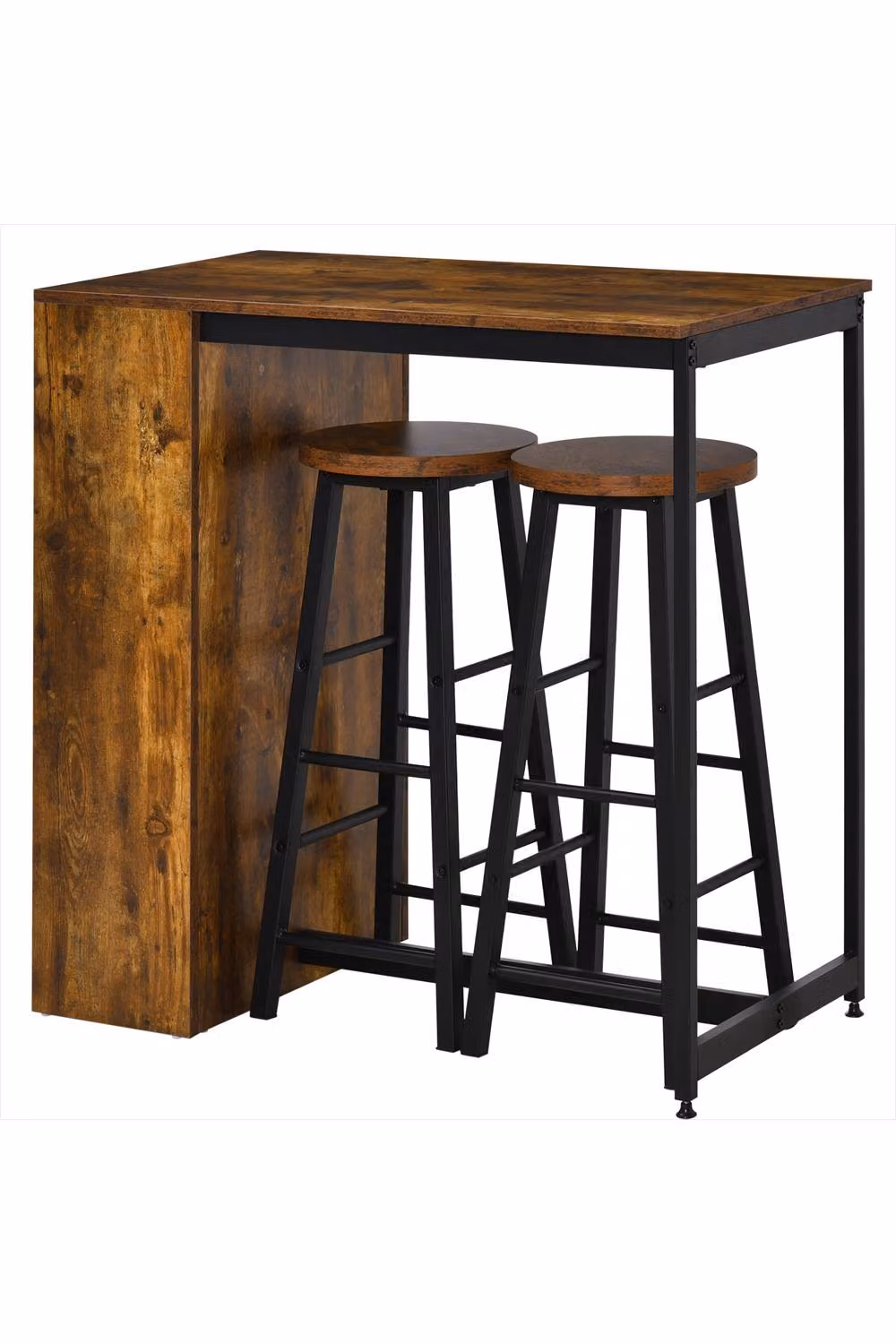 ERGOVEXA Industrial Bar Table and Chairs Set in Rustic Brown and Black – 2