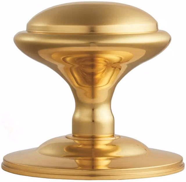 Loops Round Victorian Centre Door Knob in Polished Brass, 85mm Rose Outdoor Handle