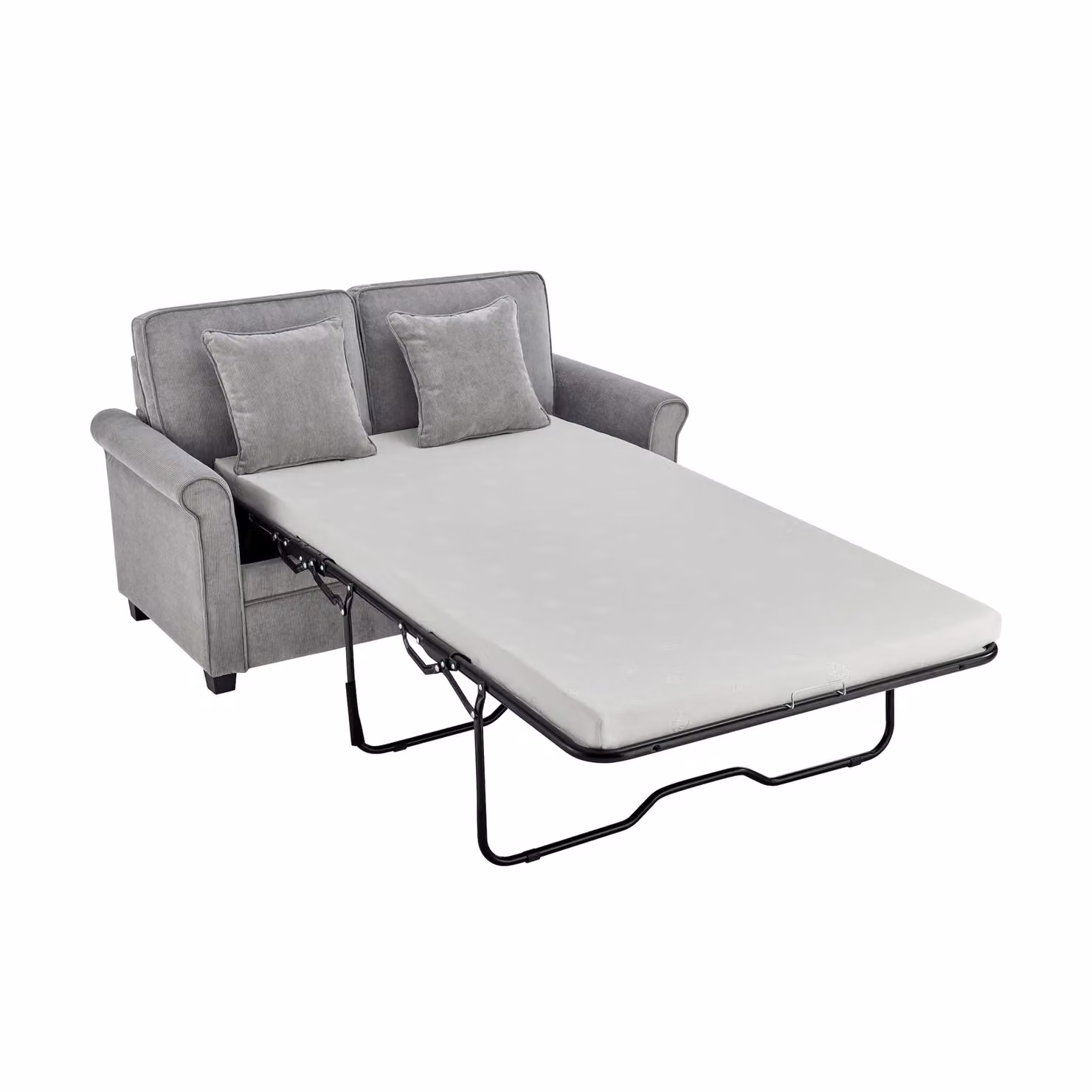 Bravich LTD Ramy 2 Seater Corduroy Sofa Bed with Foam Mattress in Grey – 2