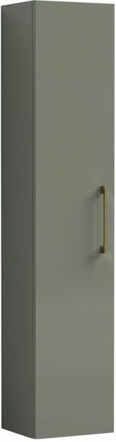 Balterley Bramshall Modern Wall Mounted Tall Storage Unit with Soft Close Hinged Doors, Satin Green, W: 30 cm