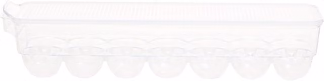 Orsina Stackable 14 Egg Storage Tray with Lid, White and Transparent Plastic, W/D/H: 36.0 x 14.0 x 11.0 cm