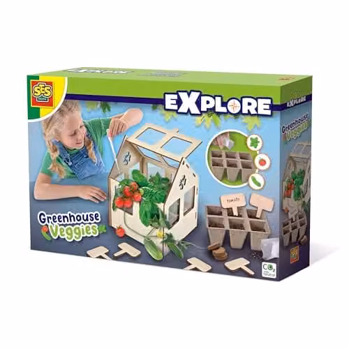 SES Creative 25203 Greenhouse Veggies Wooden Growing Kit in Black and Multicolour – 1