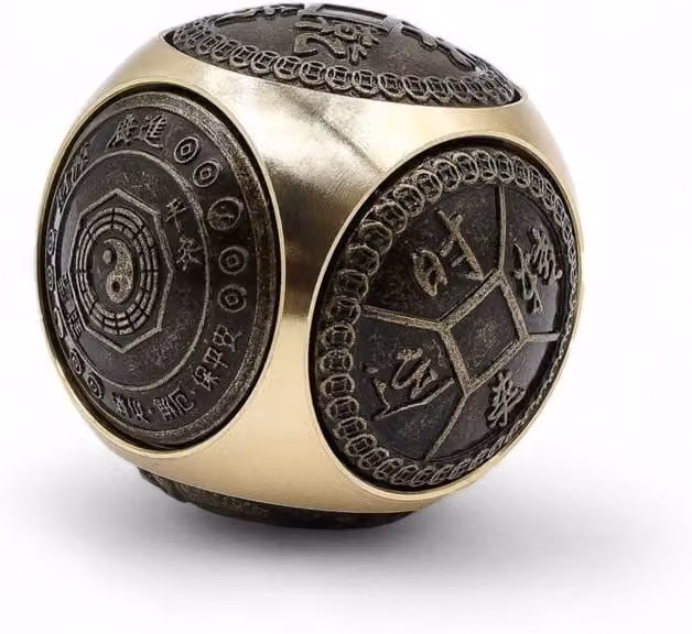 KDMD Feng Shui Fortune Large Wealth Dice Gold Metal Prosperity and Harmony Tabletop Decor – 1