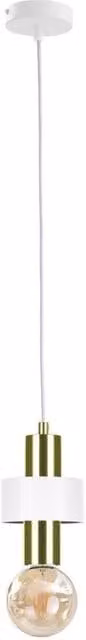 Netlighting Unica Slim Cylinder Pendant Ceiling Light in White and Gold, Diameter: 12 cm, E27