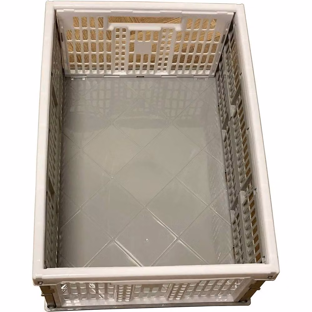 PAWNORA Grey and White Folding Plastic Storage Crate with Handles – 3